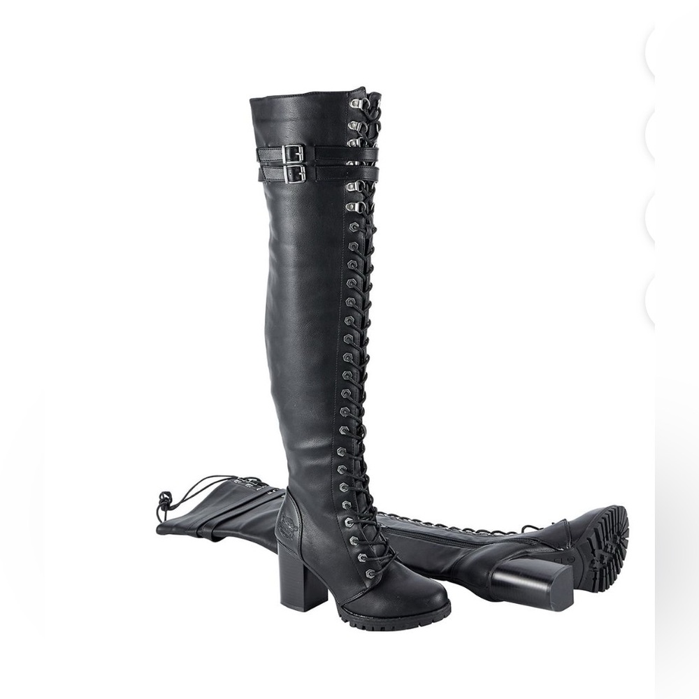 Milwaukee Leather Women’s Black Above the Knee Lace-up Boots